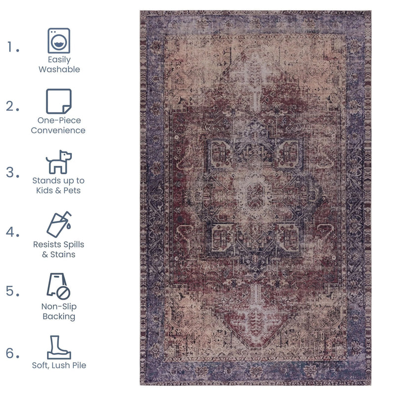 Polyester Chenille Area Rug Washable Six By Nine Feet Modern