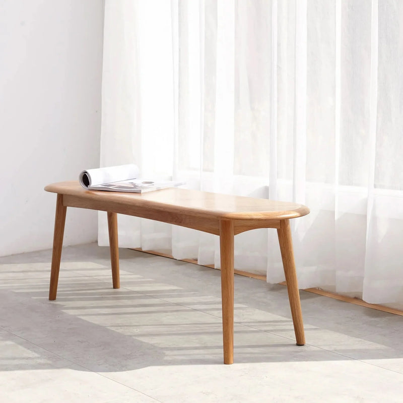 Oak Dining Bench Solid Wood Half Round Design Rustic For Living Room