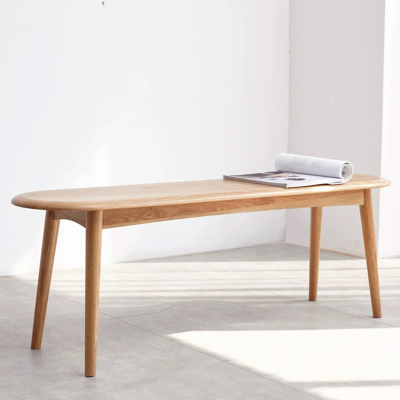 Oak Dining Bench Solid Wood Half Round Design Rustic For Living Room