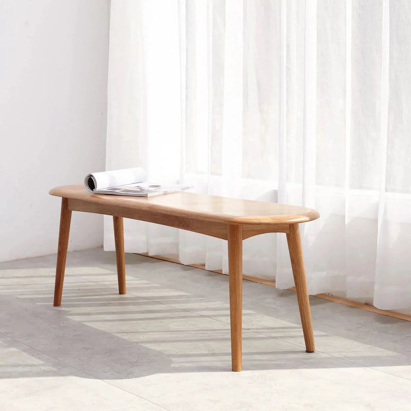 Oak Dining Bench Solid Wood Half Round Design Rustic For Living Room