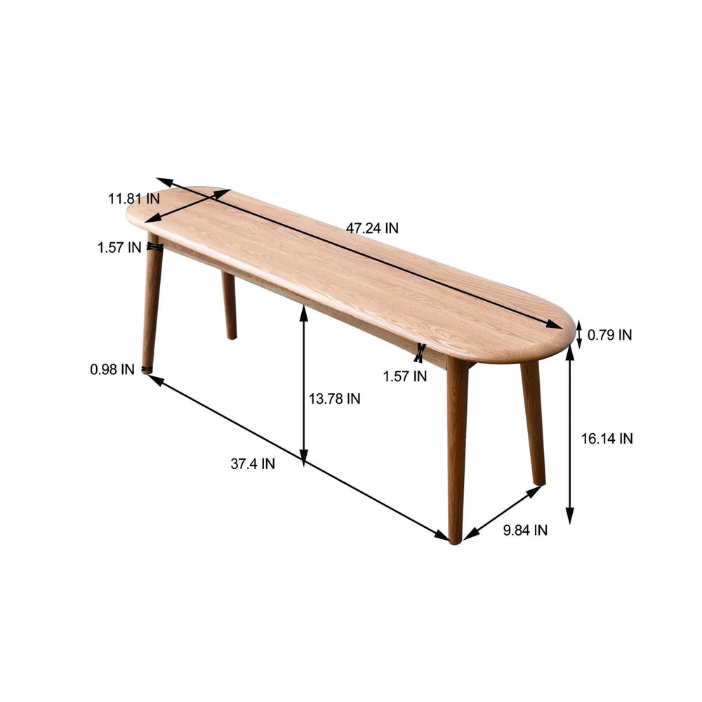 Oak Dining Bench Solid Wood Half Round Design Rustic For Living Room Media 3