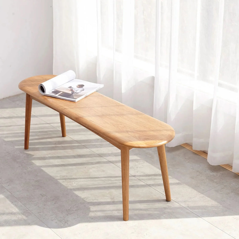 Oak Dining Bench Solid Wood Half Round Design Rustic For Living Room