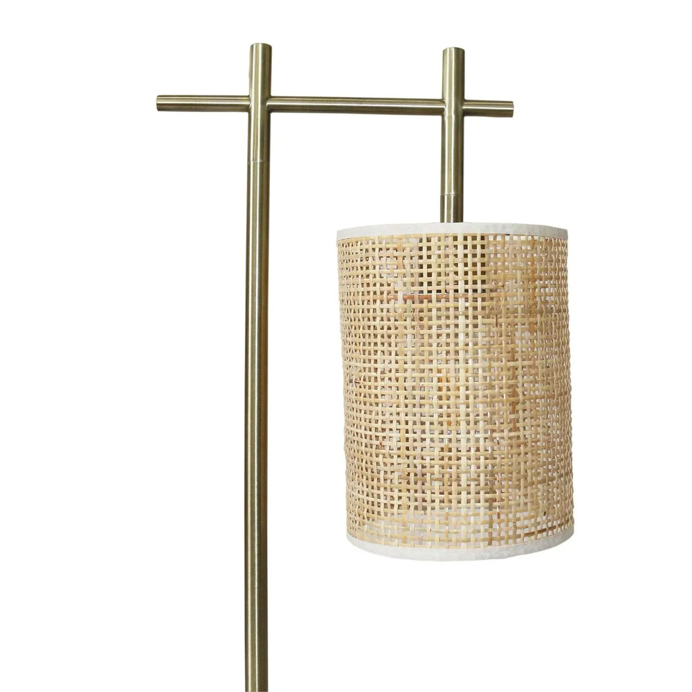 Table Lamp Moonstone Bamboo Lampshade Metal Bronze Base Nordic Style Media 5