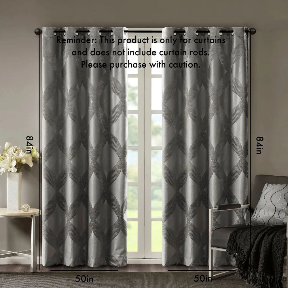 Total Blackout Curtain Panel Polyester Ogee Jacquard Design For Living Room Media 3