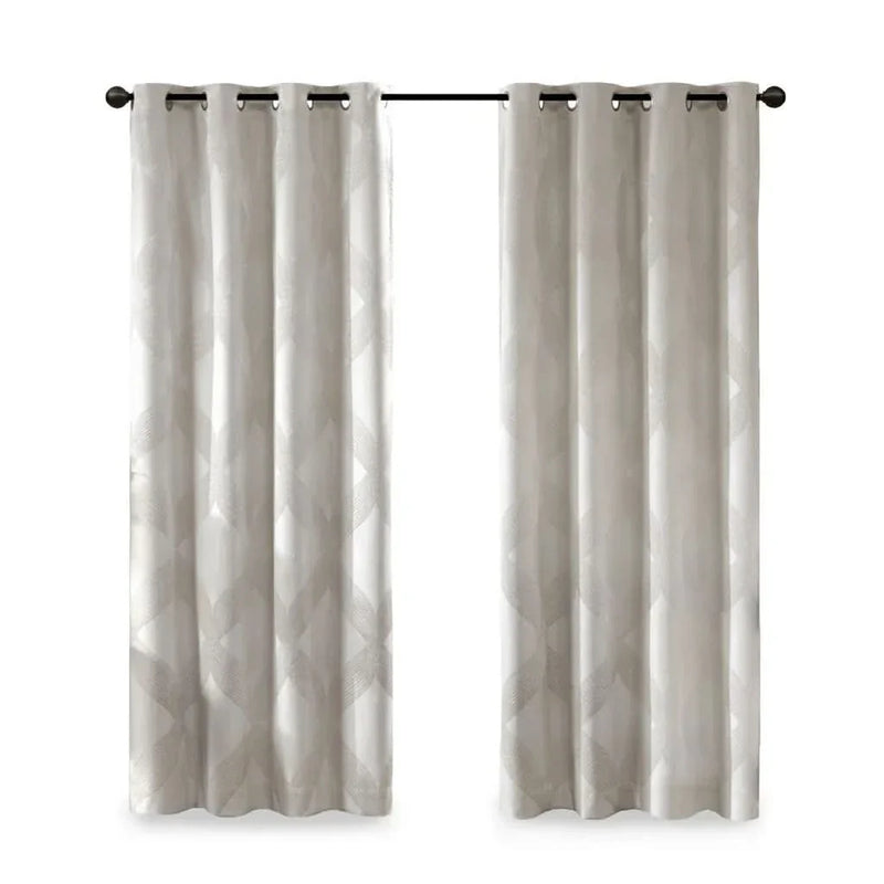 Blackout Curtain Panel Polyester Ogee Jacquard Sunsmart Ivory Shade
