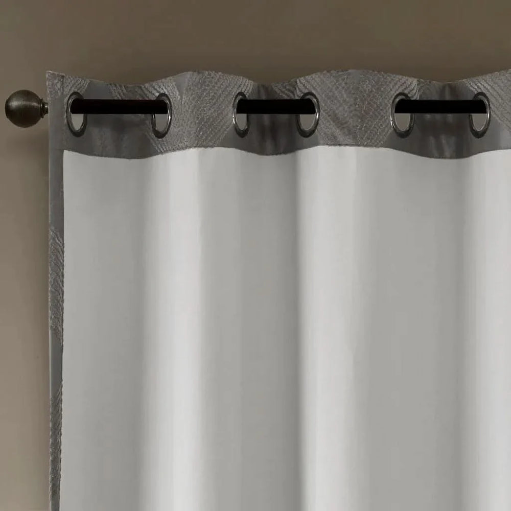 Blackout Curtain Panel Polyester Jacquard Ogee Pattern Total Blackout Media 16