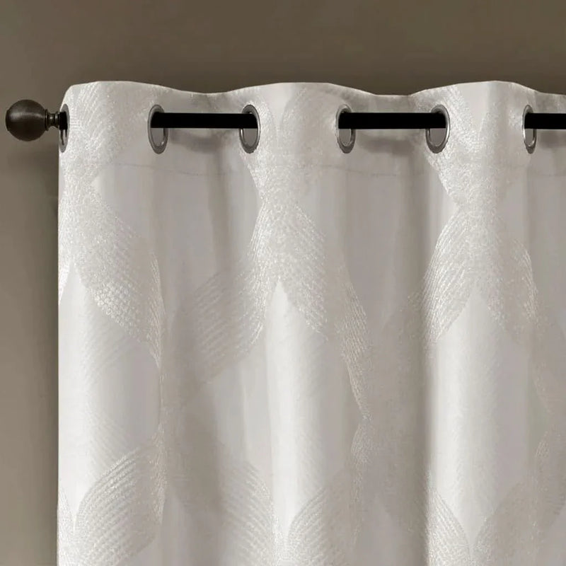 Blackout Curtain Panel Polyester Ogee Jacquard Sunsmart Ivory Shade