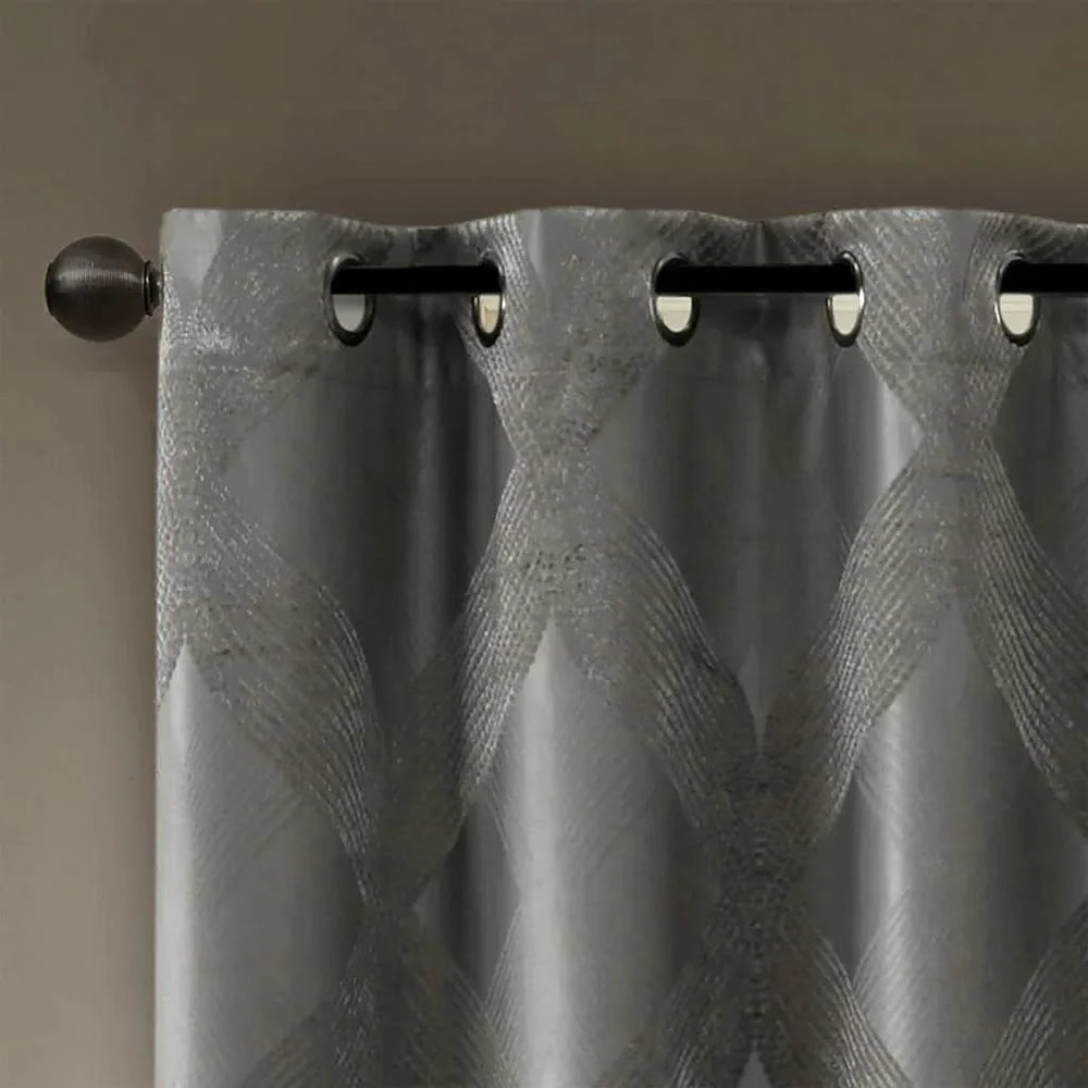 Total Blackout Curtain Panel Polyester Ogee Jacquard Design For Living Room Media 8