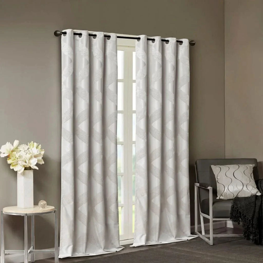 Total Blackout Curtain Panel Polyester Ogee Jacquard Pattern For Living Room Media 2