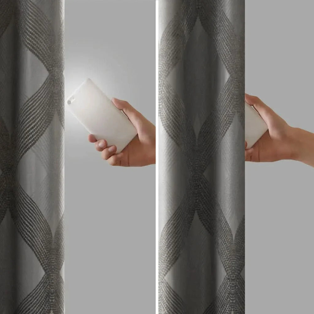 Blackout Curtain Panel Polyester Jacquard Ogee Pattern Total Blackout Media 13