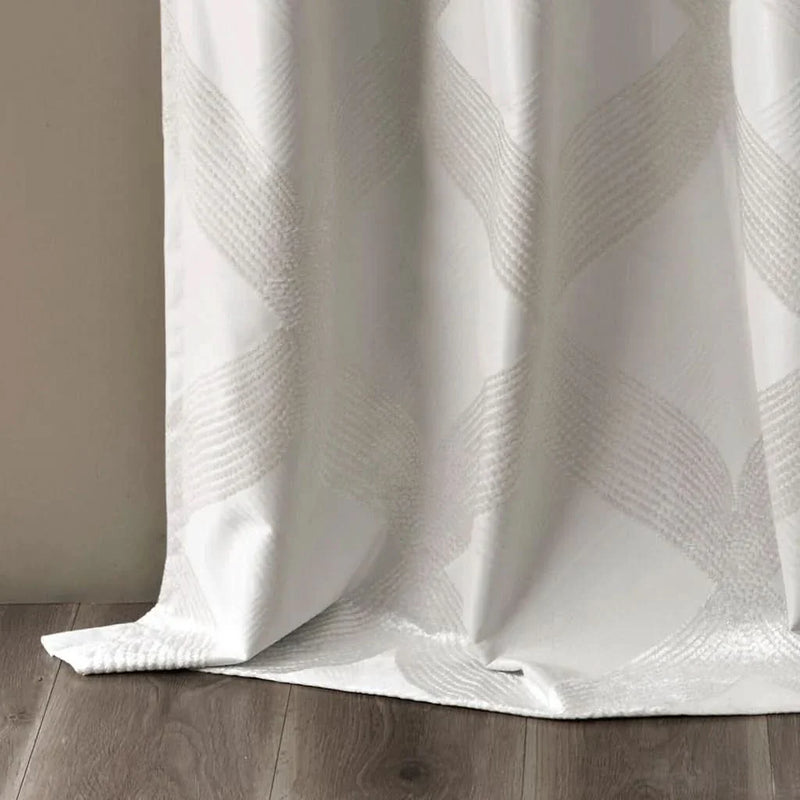 Blackout Curtain Panel Polyester Ogee Jacquard Sunsmart Ivory Shade