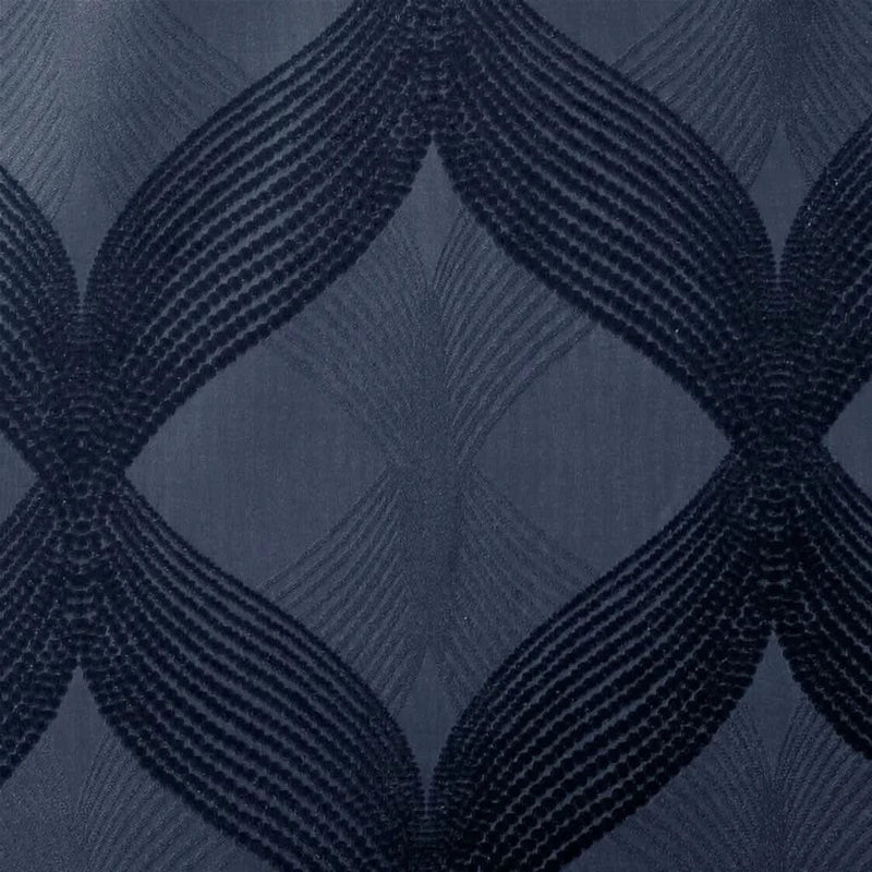 Total Blackout Curtain Panel Ogee Jacquard Polyester Navy Light Blocking
