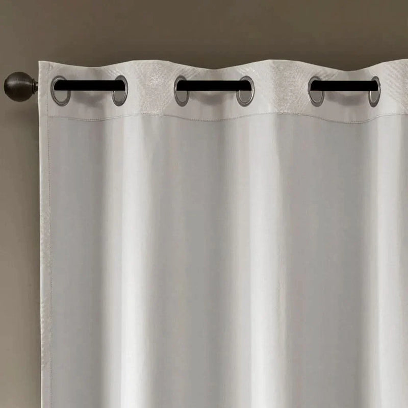 Total Blackout Curtain Panel Polyester Ogee Jacquard Pattern For Living Room