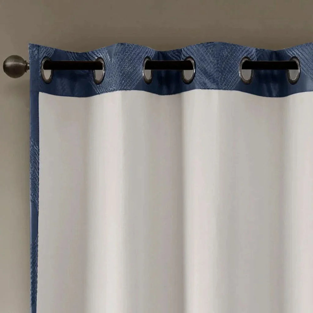 Total Blackout Curtain Panel Polyester Ogee Jacquard Navy For Any Room Media 9