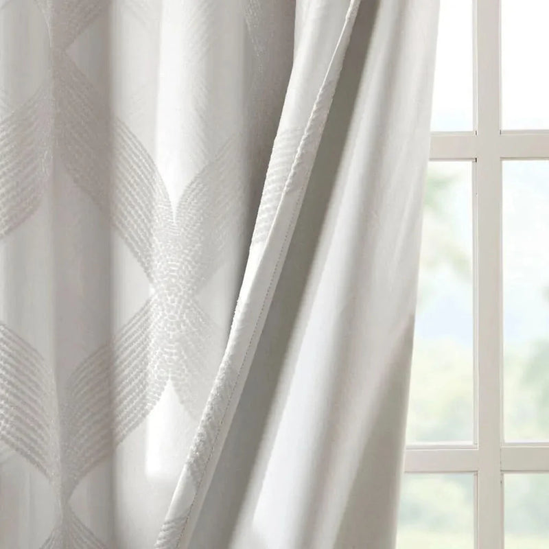 Total Blackout Curtain Panel Polyester Ogee Jacquard Pattern For Living Room