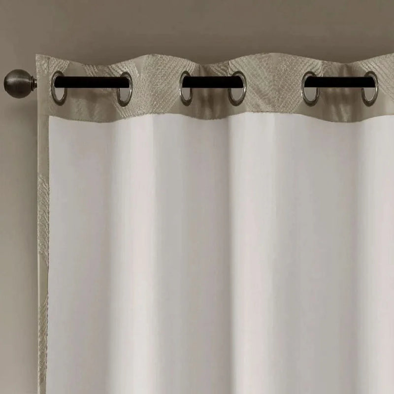 Total Blackout Curtain Panel Ogee Jacquard Polyester Sunsmart Taupe