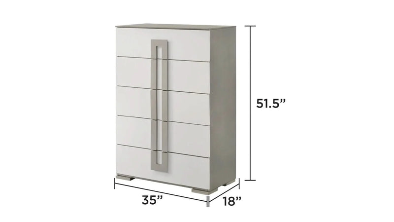 Queen Size Bedroom Set LED Headboard White Wood Finish Contemporary