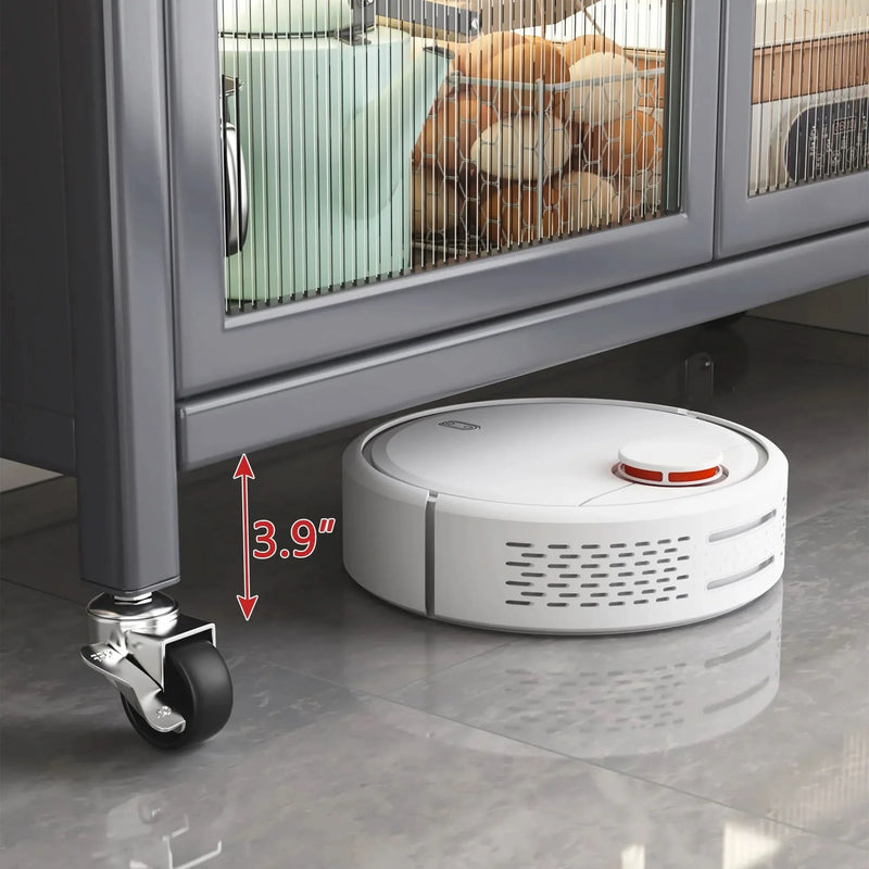 Kitchen Storage Cabinet Metal Multilevel Microwave Storage System