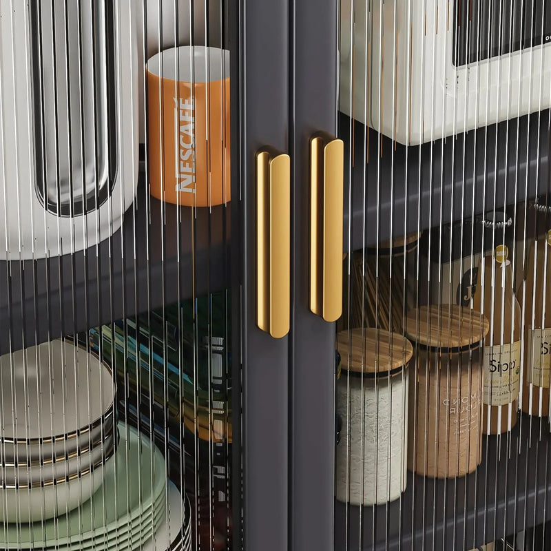 Kitchen Storage Cabinet Metal Multilevel Microwave Storage System