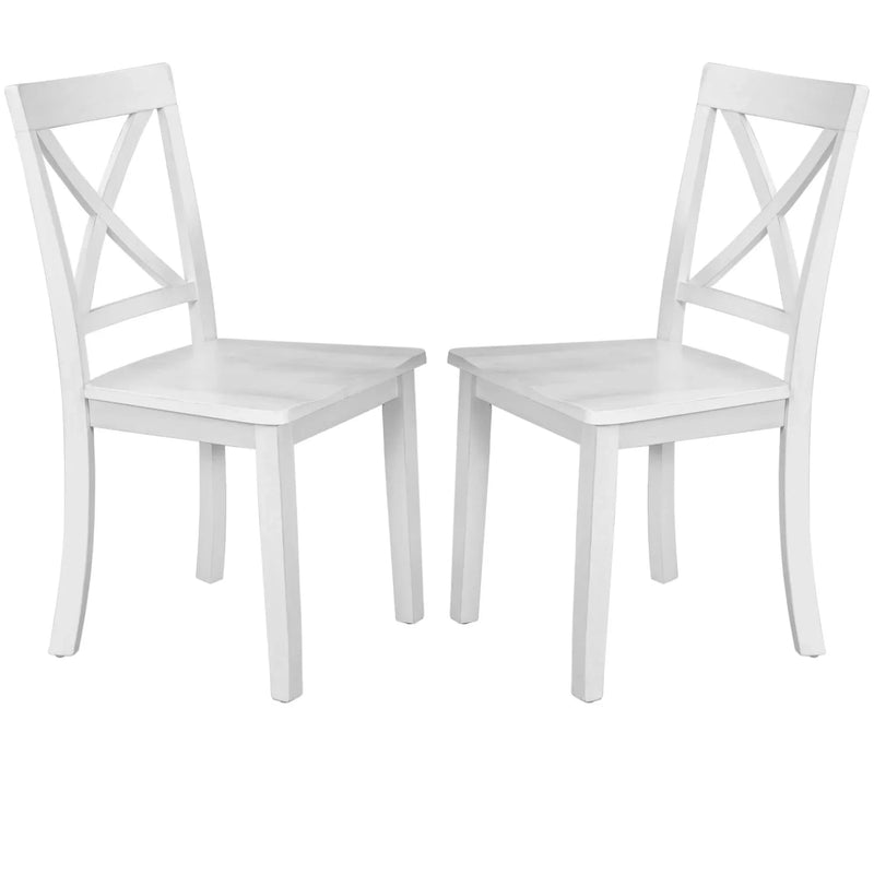 Dining Table Set Solid Wood Round Pedestal & 4 Chairs For 4 People