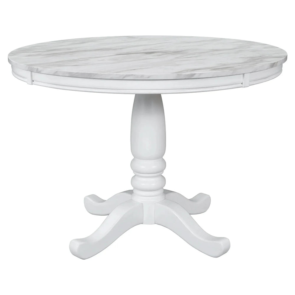 Dining Table Set Solid Wood Round Pedestal & 4 Chairs For 4 People Media 15