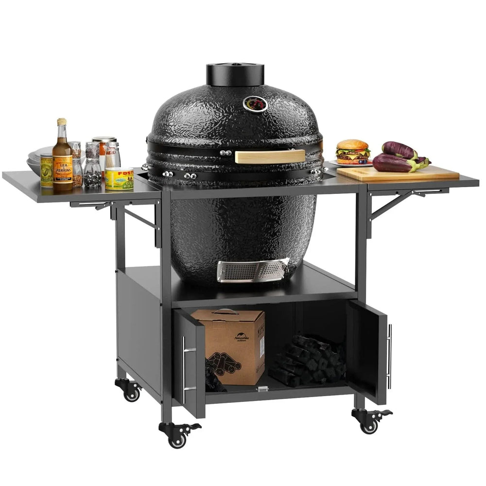 Grill Cart Metal With Folding Panels For Large Egg Grills Outdoor Use Media 9