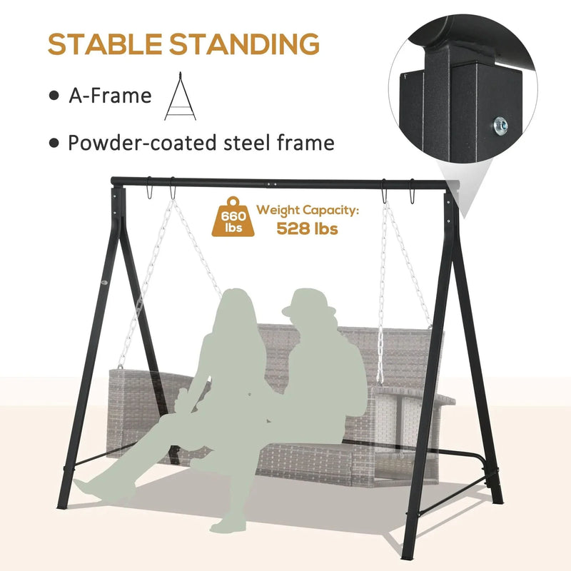 Porch Swing Stand Steel Heavy Duty Outdoor Frame 528 Lbs Capacity