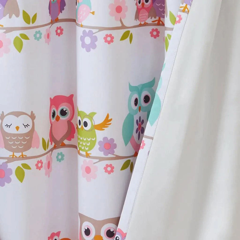 Owl Printed Blackout Curtain Panel Polyester Three-Pass Foam Back Lining