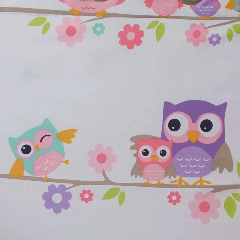 Owl Printed Curtain Panel Foam Backed Polyester Shade RoomDarkening