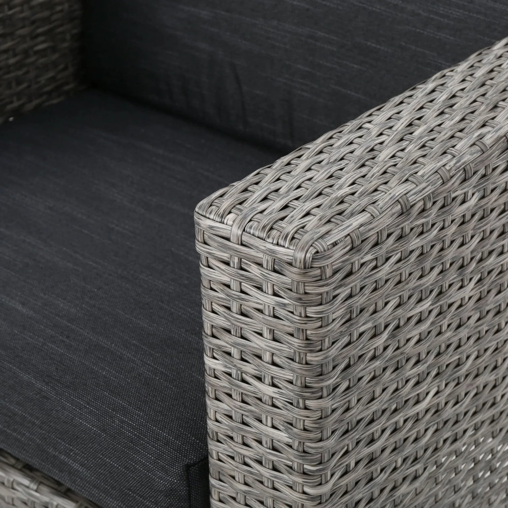Outdoor Patio Wicker Conversation Sofa Set Rattan Fabric All Weather Media 26