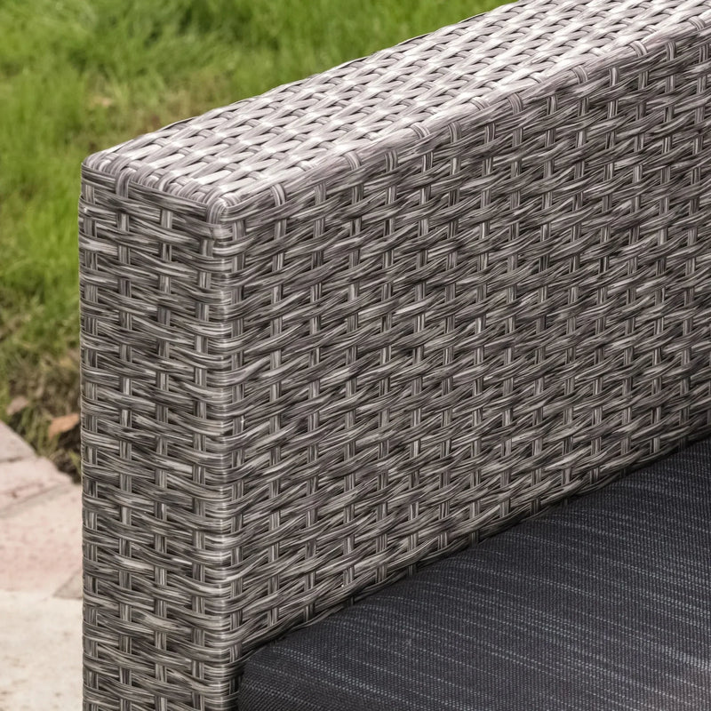 Outdoor Patio Wicker Conversation Sofa Set Rattan Fabric All Weather