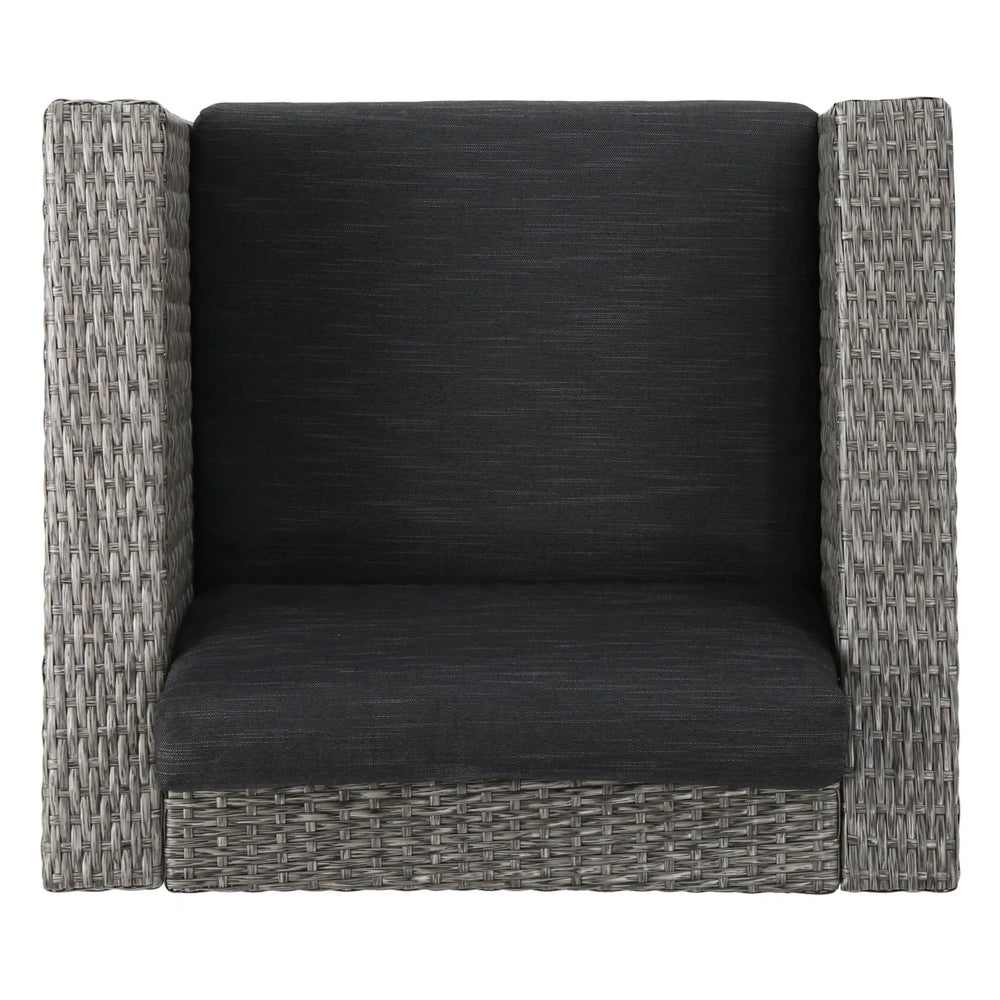 Outdoor Patio Wicker Conversation Sofa Set Rattan Fabric All Weather Media 17
