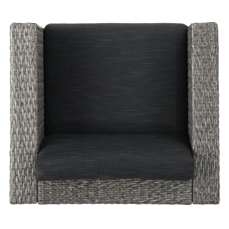 Outdoor Patio Wicker Conversation Sofa Set Rattan Fabric All Weather