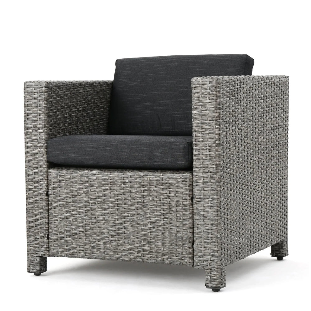 Outdoor Patio Wicker Conversation Sofa Set Rattan Fabric All Weather Media 16