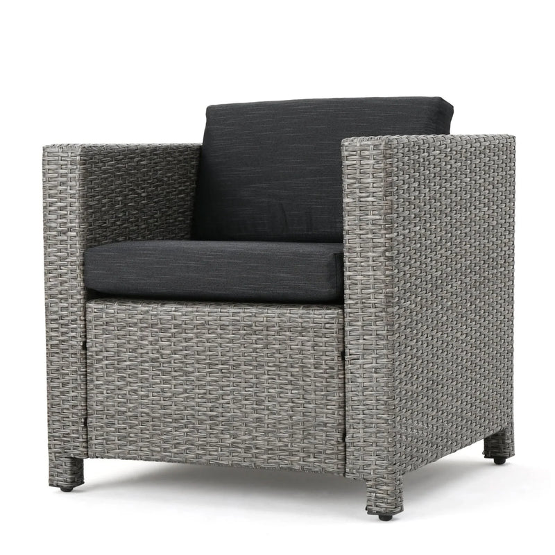 Outdoor Patio Wicker Conversation Sofa Set Rattan Fabric All Weather
