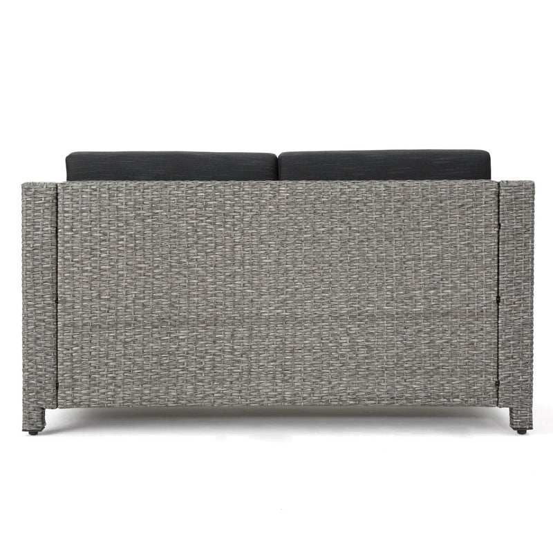 Outdoor Patio Wicker Conversation Sofa Set Rattan Fabric All Weather