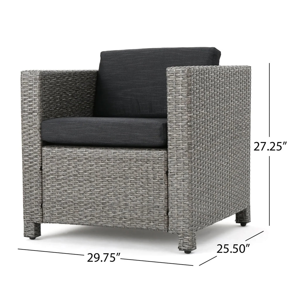 Outdoor Patio Wicker Conversation Sofa Set Rattan Fabric All Weather Media 11