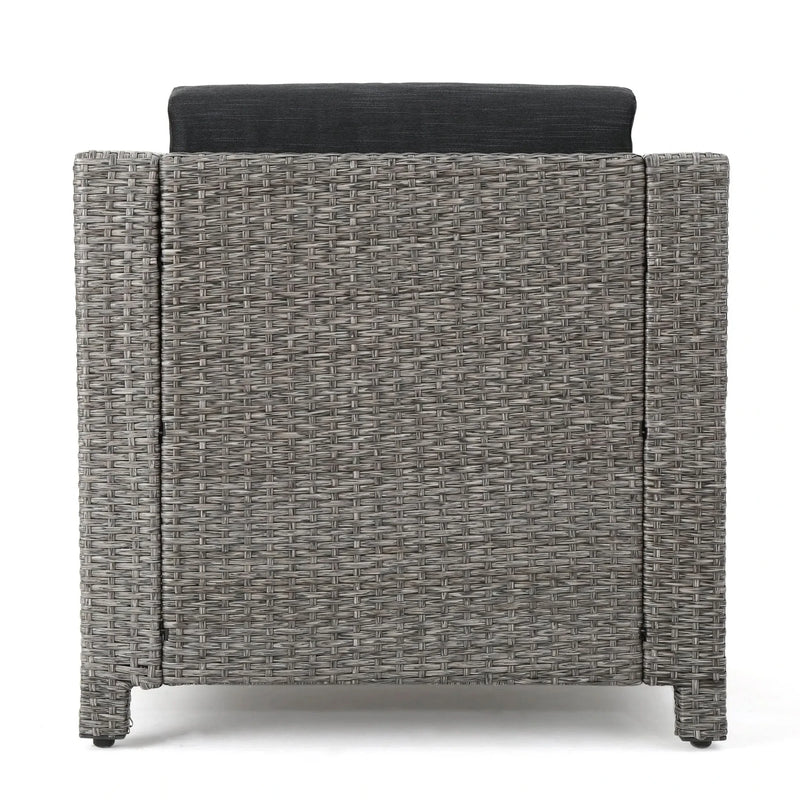 Outdoor Patio Wicker Conversation Sofa Set Rattan Fabric All Weather