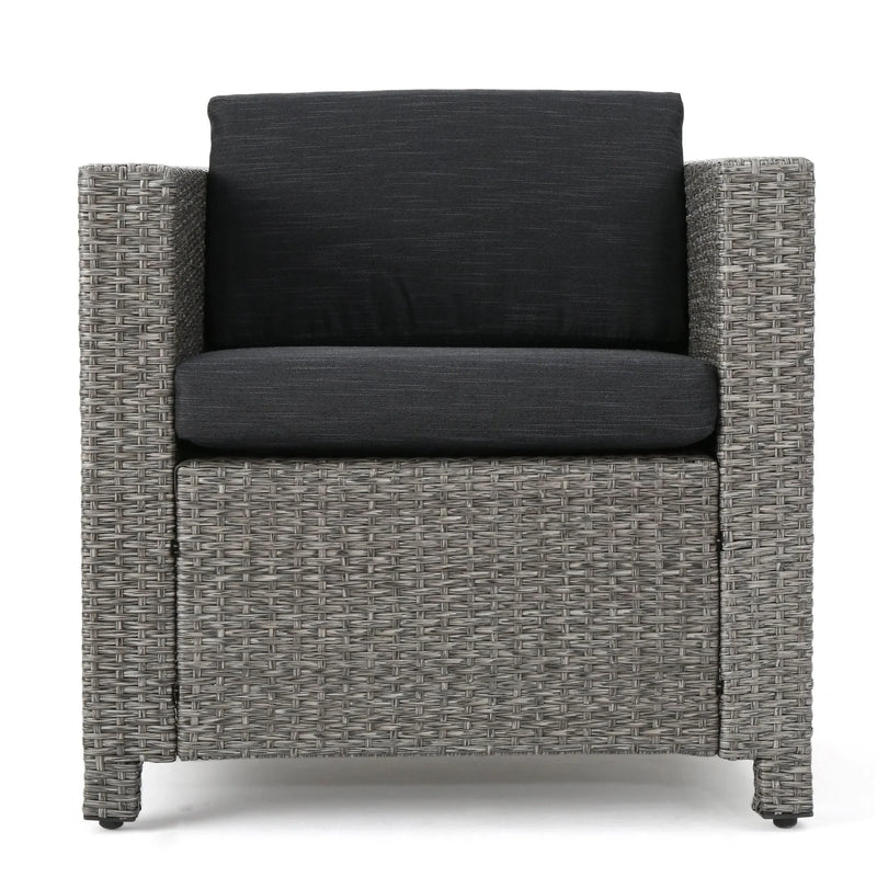 Outdoor Patio Wicker Conversation Sofa Set Rattan Fabric All Weather