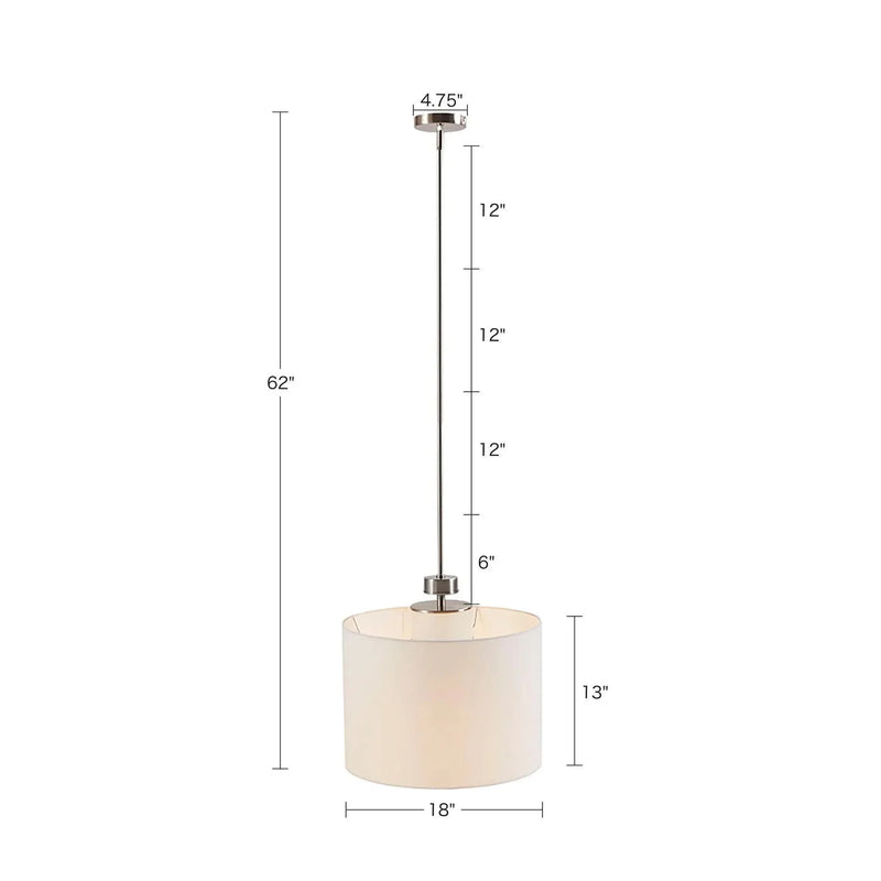 Pendant Light Cotton Shade Drum Pendant Lamp For Living Room Compact