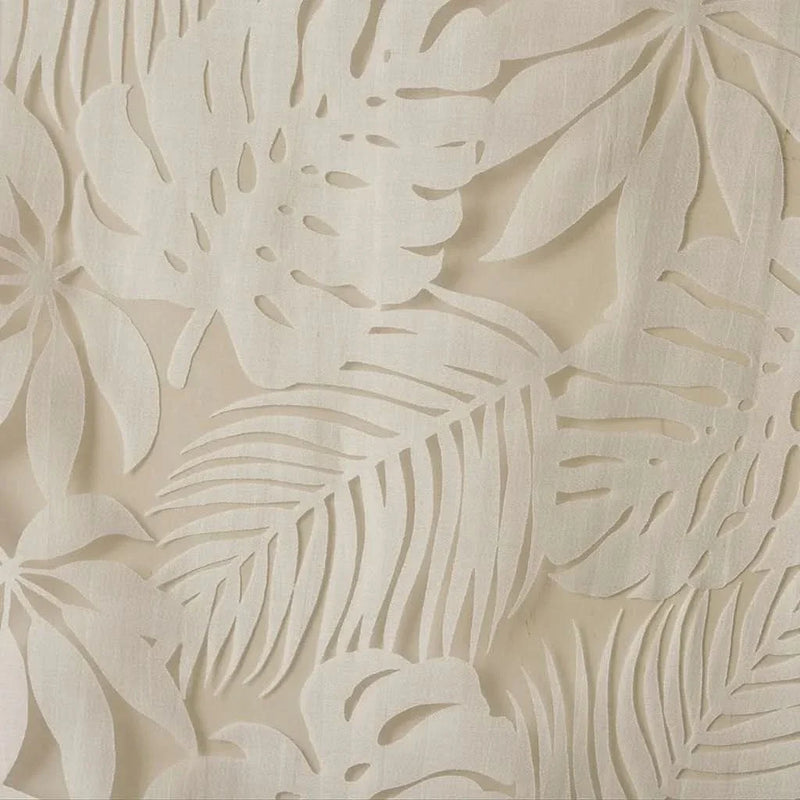 Window Curtains Polyester Palm Leaf Burnout Pattern Sheer Natural