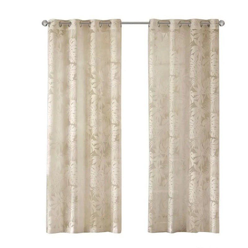Palm Leaf Curtain Window Panel Polyester Burnout 50x84 Soft Design