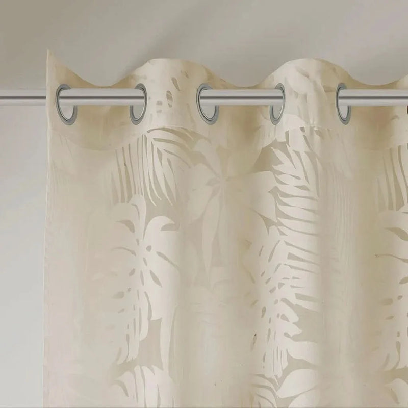 Palm Leaf Curtain Window Panel Polyester Burnout 50x84 Soft Design
