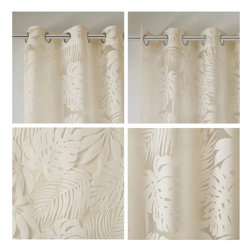 Palm Leaf Curtain Window Panel Polyester Burnout 50x84 Soft Design Media 6