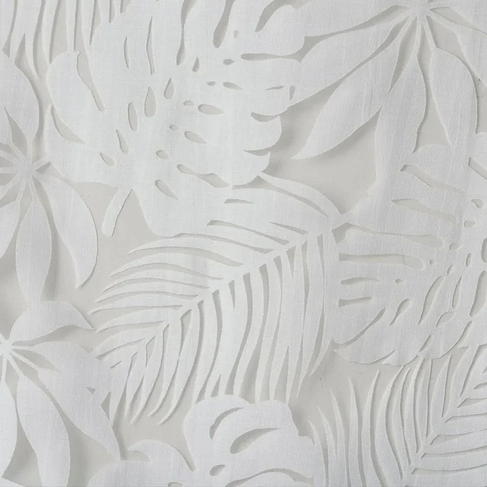 Palm Leaf Burnout Curtain Polyester Diffusing White Window Drapery Media 8
