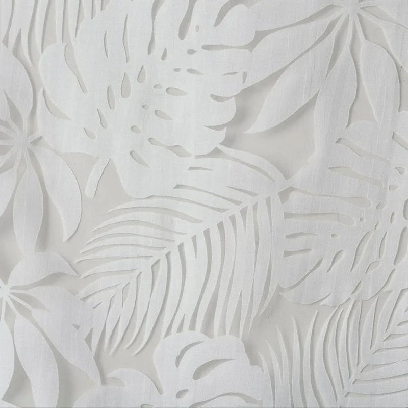 Palm Leaf Burnout Curtain Polyester Diffusing White Window Drapery