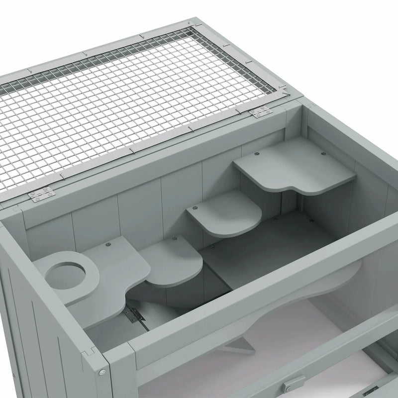 Hamster Cage Wood Two Level Habitat Open Top Front Door Shelf For Small Pets