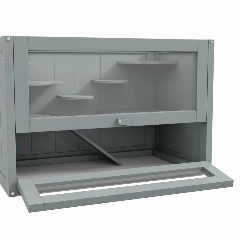 Hamster Cage Wood Two Level Habitat Open Top Front Door Shelf For Small Pets