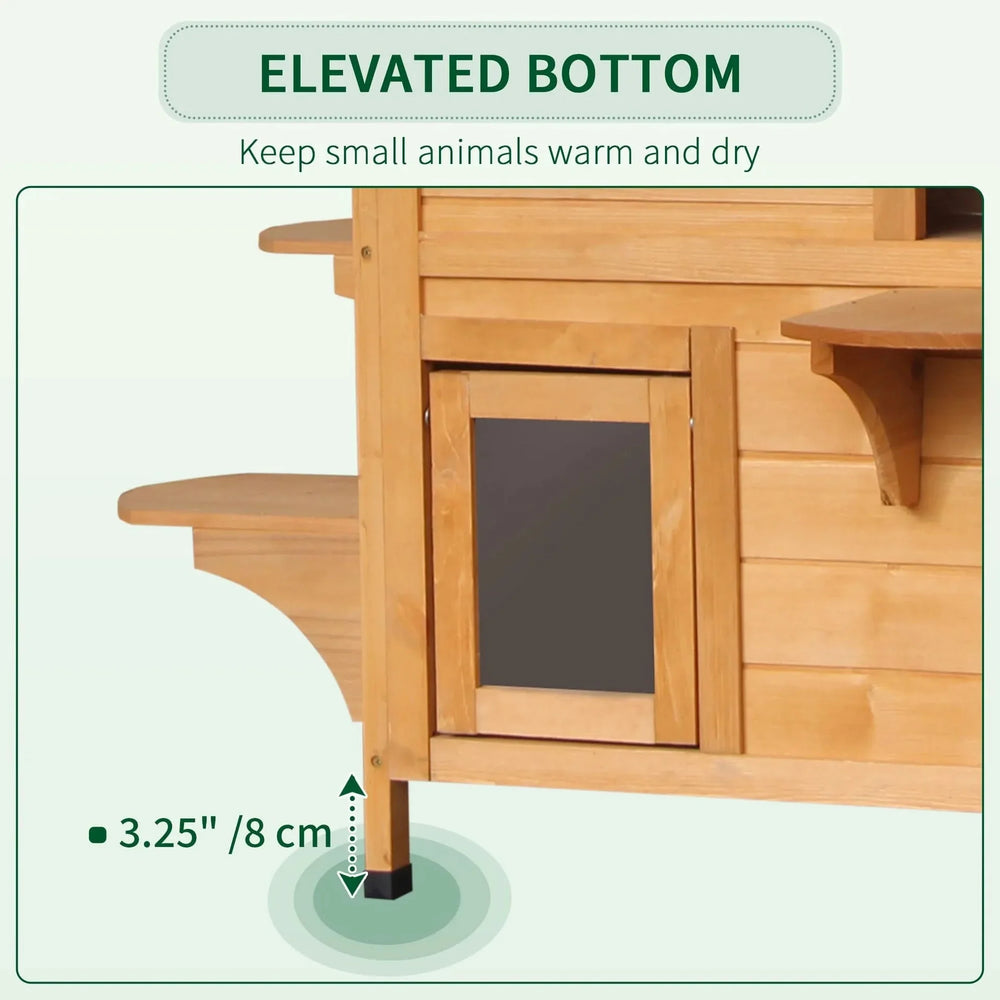 Outdoor Cat House Weatherproof Wood Two Story With Escape Door Openable Roof Media 5