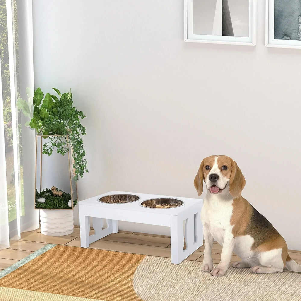 Elevated Dog Feeding Station Solid Wood & Double Bowls Heavy-Duty Media 7